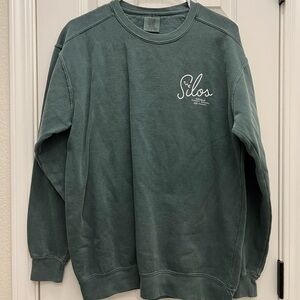 Comfort Colors Forest Green Crewneck Sweatshirt with White Logo